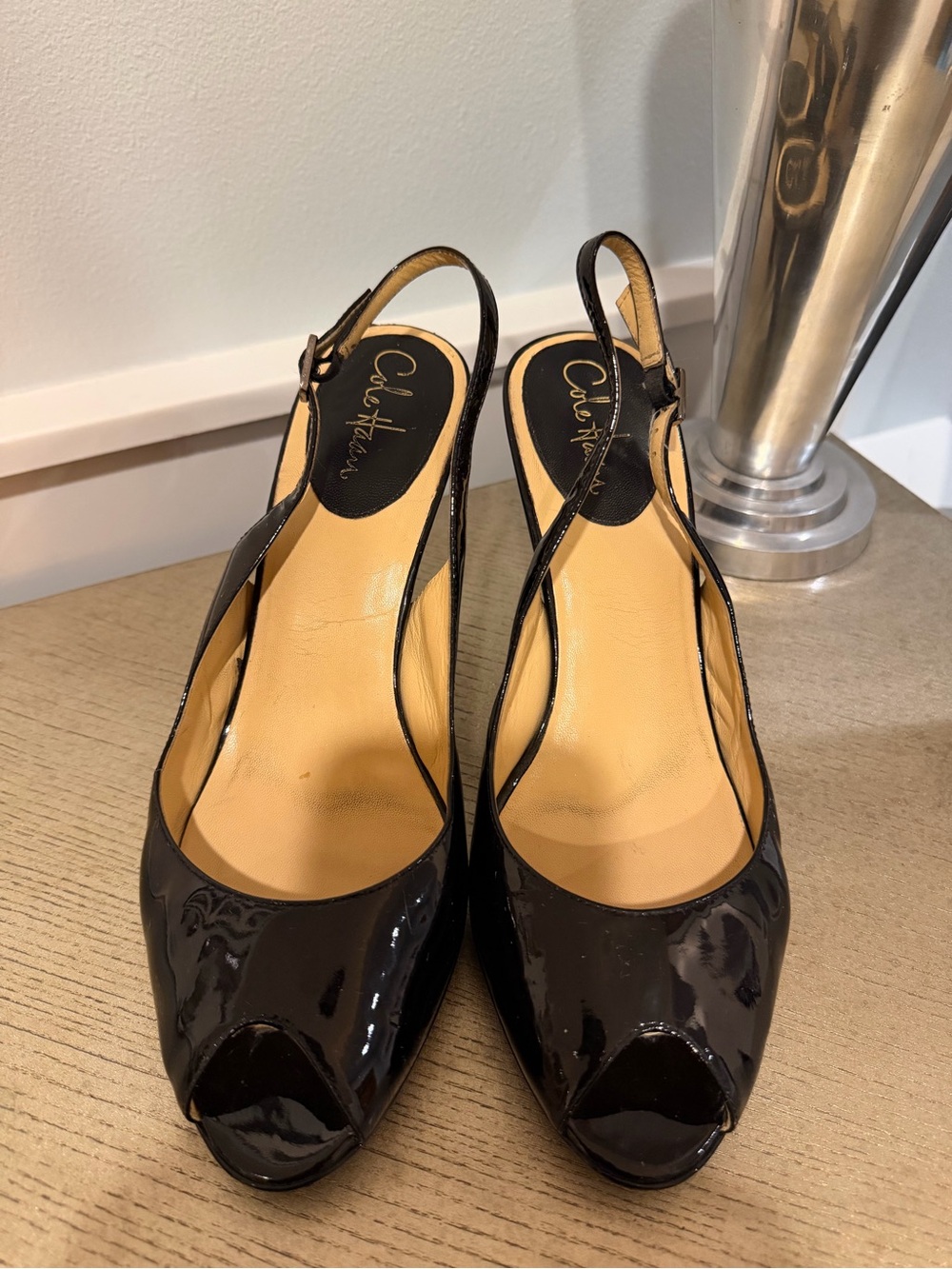 Cole Haan x Nike Air - “Air Carma” - black patent leather peep-toe slingback